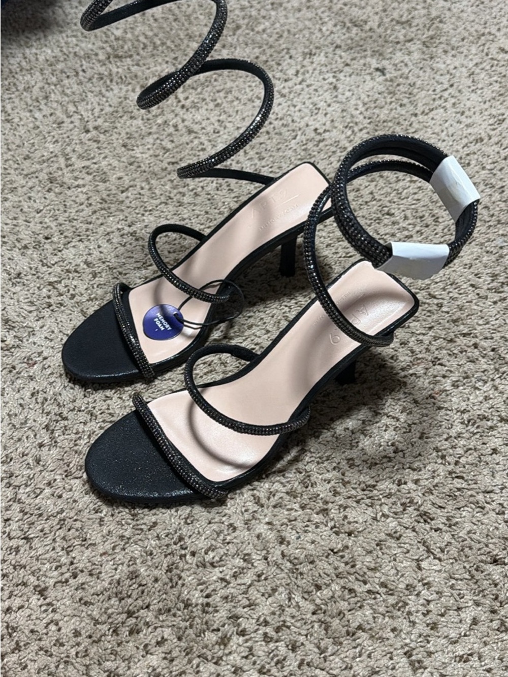 Kohl's Black Spiral Ankle Wrap Strappy Heels